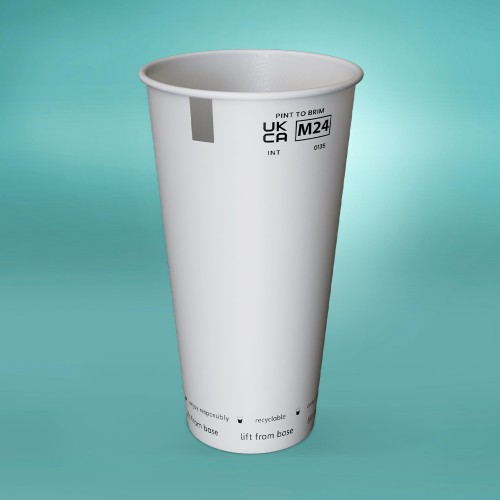 UKCA or CE Marked Generic Printed Paper Pint To Brim Cups